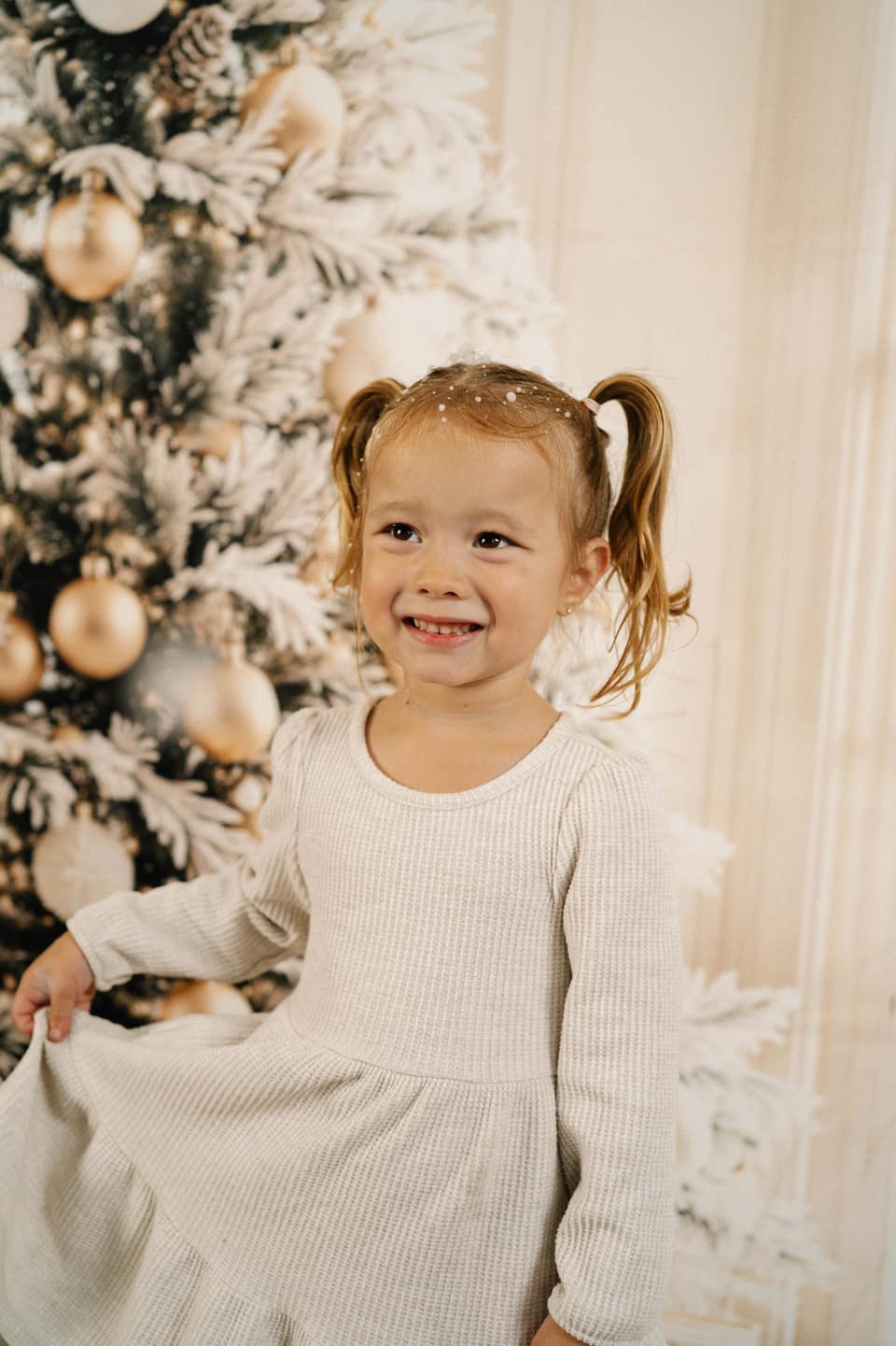 Little girl in a soft studio setup during a Vacaville kids photography session.